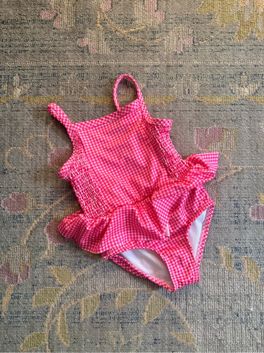 Girls‎ Pink Gingham Ruffle One-Piece Swimsuit Bathing Suit
